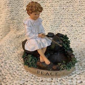 Peace Girl Fishing figurine, 2002. Vintage.